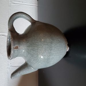 Light blue crackle primitive pitcher